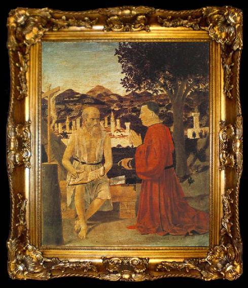 framed  Piero della Francesca St Jerome and a Donor, ta009-2